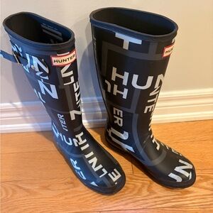Hunter Monochrome Graphic Rain Boots